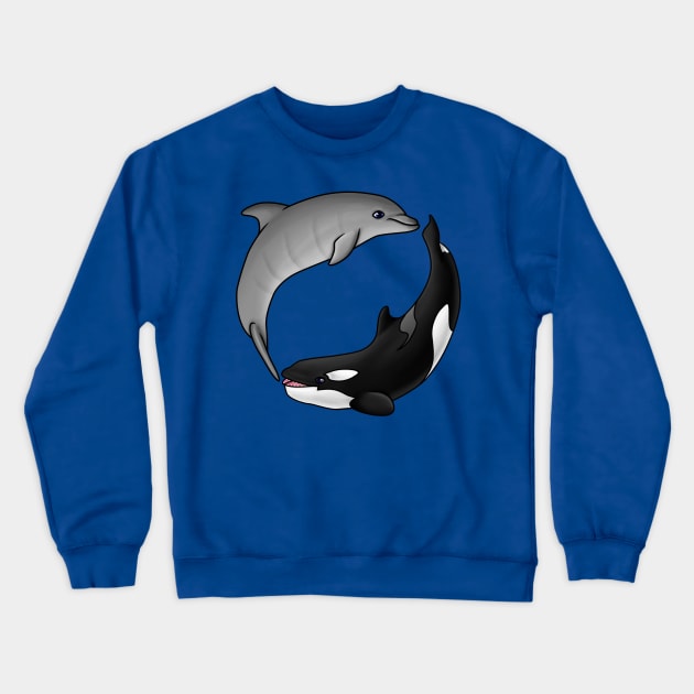 Baby Dolphin and Orca Circle Crewneck Sweatshirt by Art by Aelia